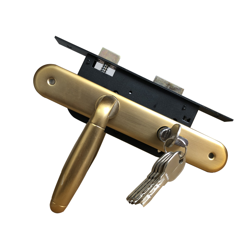 M8506, 85mm Door Lockset Lever Handles iron Plate, motise locks and cylinders ,Security for kinds of Doors