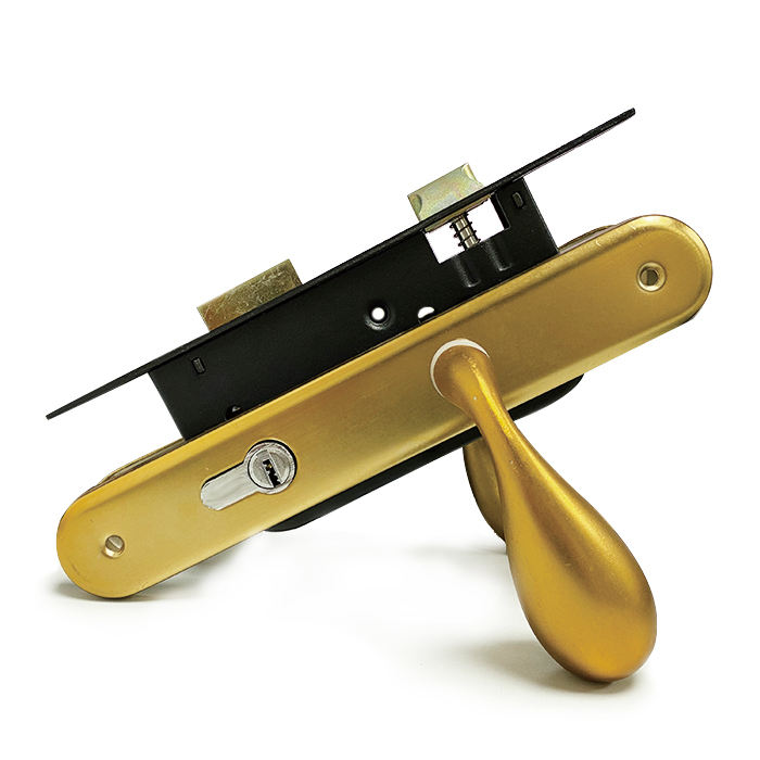 M8511, 85mm AC color Door Lockset aluminum Lever Handles iron Plate, mortise locks and lock cylinders ,Security for kinds of Doors