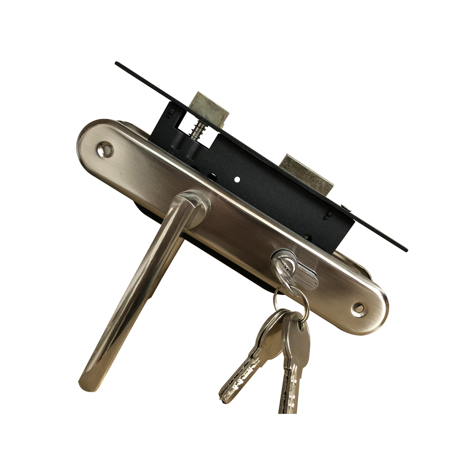 M8523, 85mm high quality Door Lockset aluminum Lever Handles iron Plate, mortise locks and cylinders.