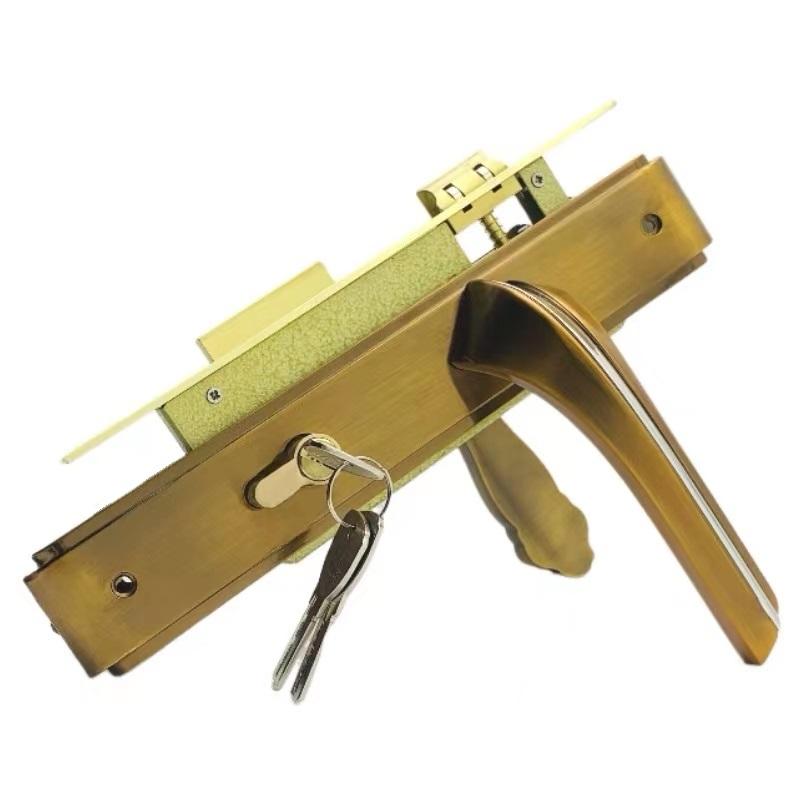 M8537, 85mm golden plating Door Locks  Door Handle with locks and cylinders for wooden doors and entrance doors interior Doors